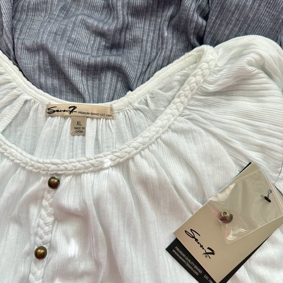 Seven7 Women's Ombre Summer Blouse Braid Neckline Detail Size XL Lightweight - Picture 7 of 8